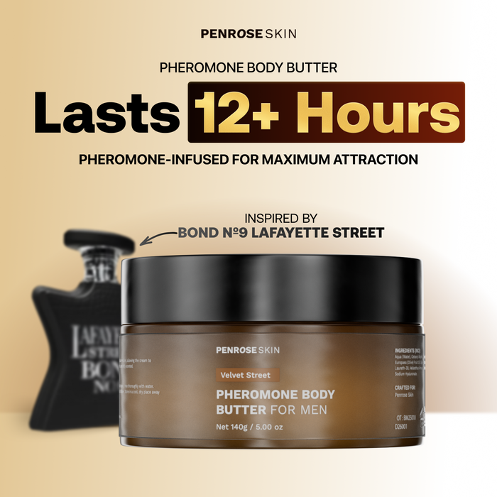 Velvet Street pheromone body butter, inspired by Bond No.9 Lafayette Street — lasts 12+ hours
