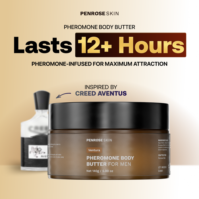 Ventura pheromone body butter, inspired by Creed Aventus — lasts 12+ hours